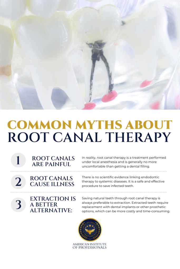 Common Myths About Root Canal Therapy

Root canal therapy has been surrounded by various myths and misconceptions. Let's debunk some of the most common ones:

Root canals are painful: In reality, root canal therapy is a simple treatment performed under local anesthesia and is generally no more uncomfortable than getting a dental filling.

Root canals cause illness: There is no scientific evidence linking endodontic therapy to systemic diseases. It is a safe and effective procedure to save infected teeth.

Extraction is a better alternative: Saving natural teeth through root canal therapy is always preferable to extraction. Extracted teeth require replacement with dental implants or other prosthetic options, which can be more costly and time-consuming.